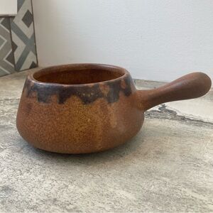 Mccoy Earthy Brown Ceramic Onion Soup Bowl Rustic USA 7054 Warm Tone Decor